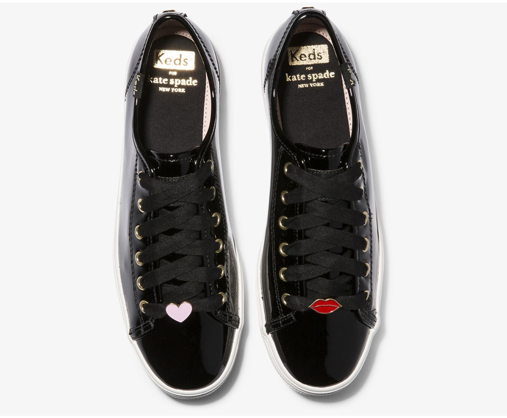 Keds Sneaker Damen Schwarz - Kate Spade New York Triple Kick Patent Leder - SJW-138576